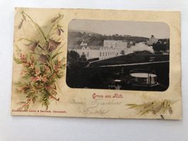 Ansichtskarte Gruss aus Rüti gelaufen 1901 Fabrik