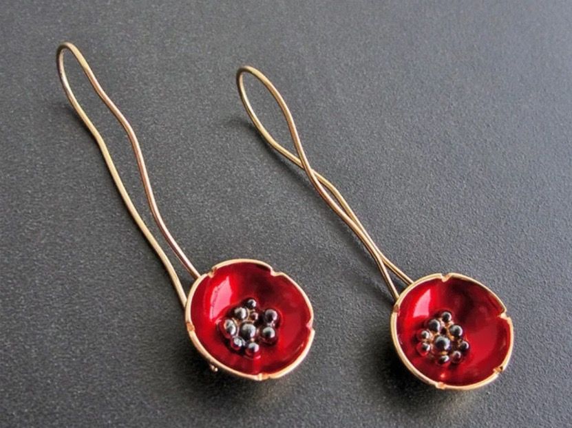 Ohrringe & -stecker: Ohrringe Mohnblumen / Nr155 – Neu (gemäss Beschreibung) aus Gams von Mariawicca 1
