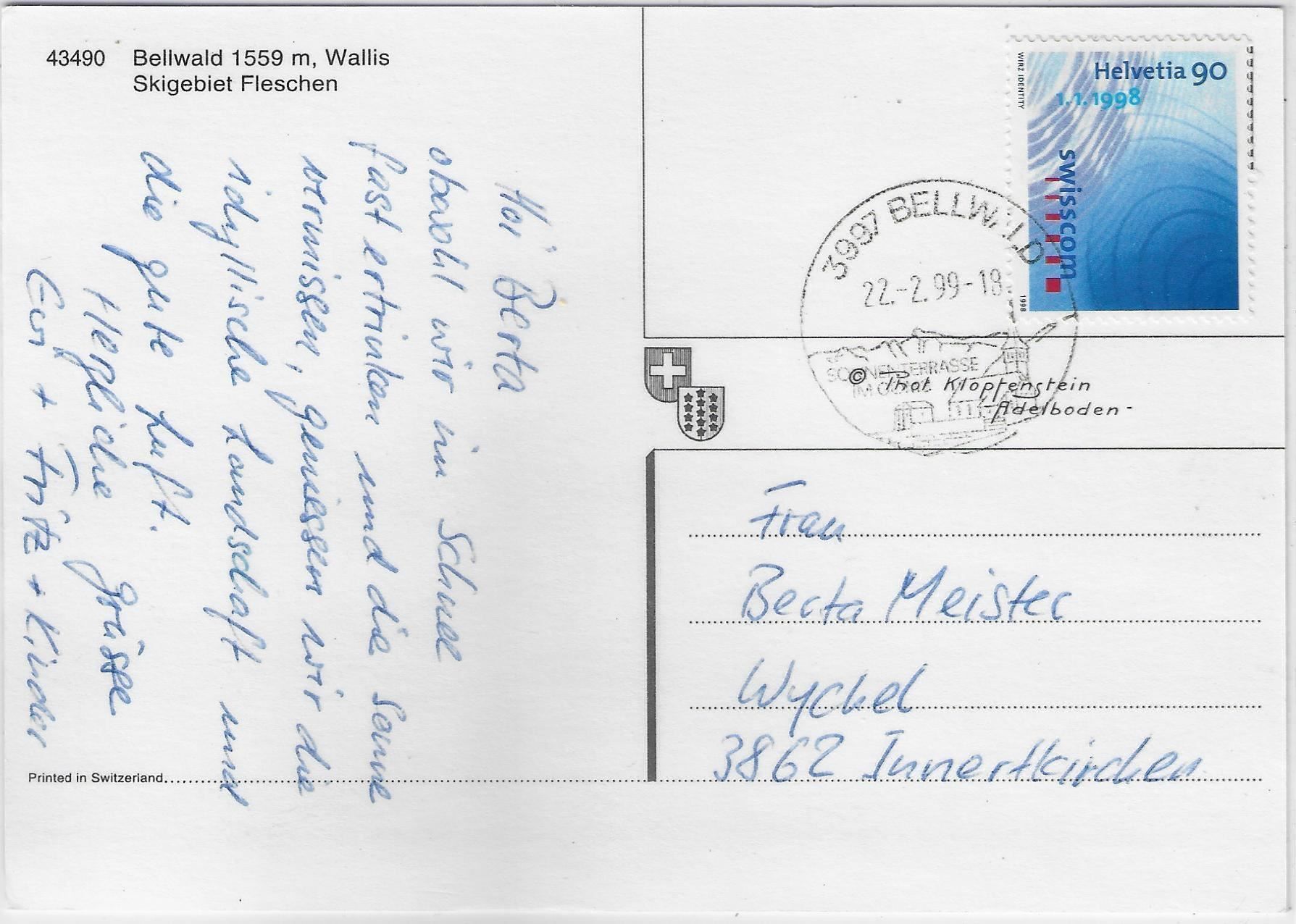 Cartoline postali: Bellwald - Skigebiet Fieschen – Usato da Ettingen venduto da Kartenplanet 1