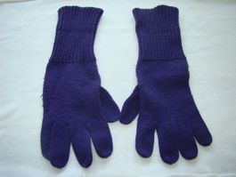 Handschuhe violett gestrickte Optik