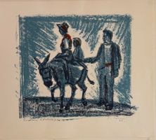 Conrad Senn (1899-1961), Evolène VS, Maultier, Lithographie