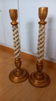 2 Kerzenständer gedreht antik Optik, Gold