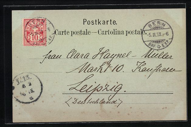 Cartoline postali: Mondschein-AK Bern, Totalansicht, 1898 – Usato da Berlin venduto da bartko-reher 1