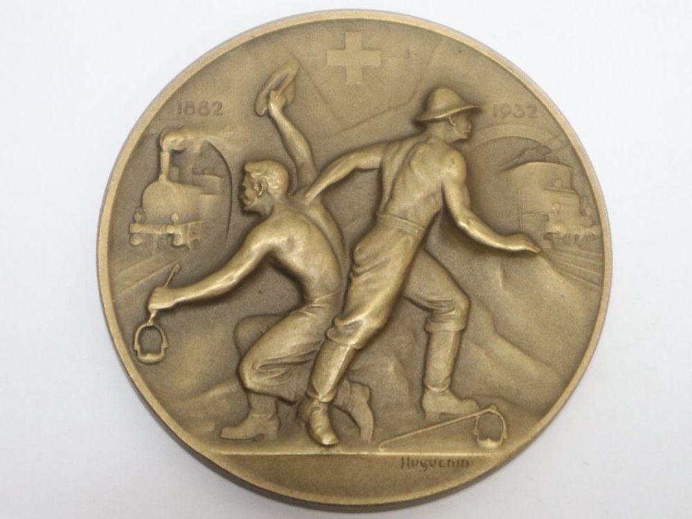 Bronze Medaille 50 Jahre Gotthard 1882-1932 1