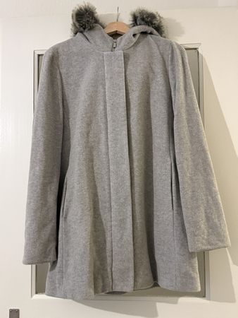 Gerry Weber Wintermantel, Gr. 40, Grau mit Kapuze