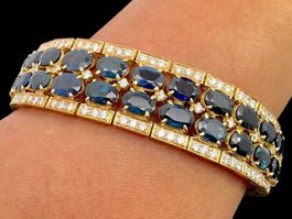 Saphire 26.5c Diamanten 3.8c Armband 18k GG 18.3cm *S1622