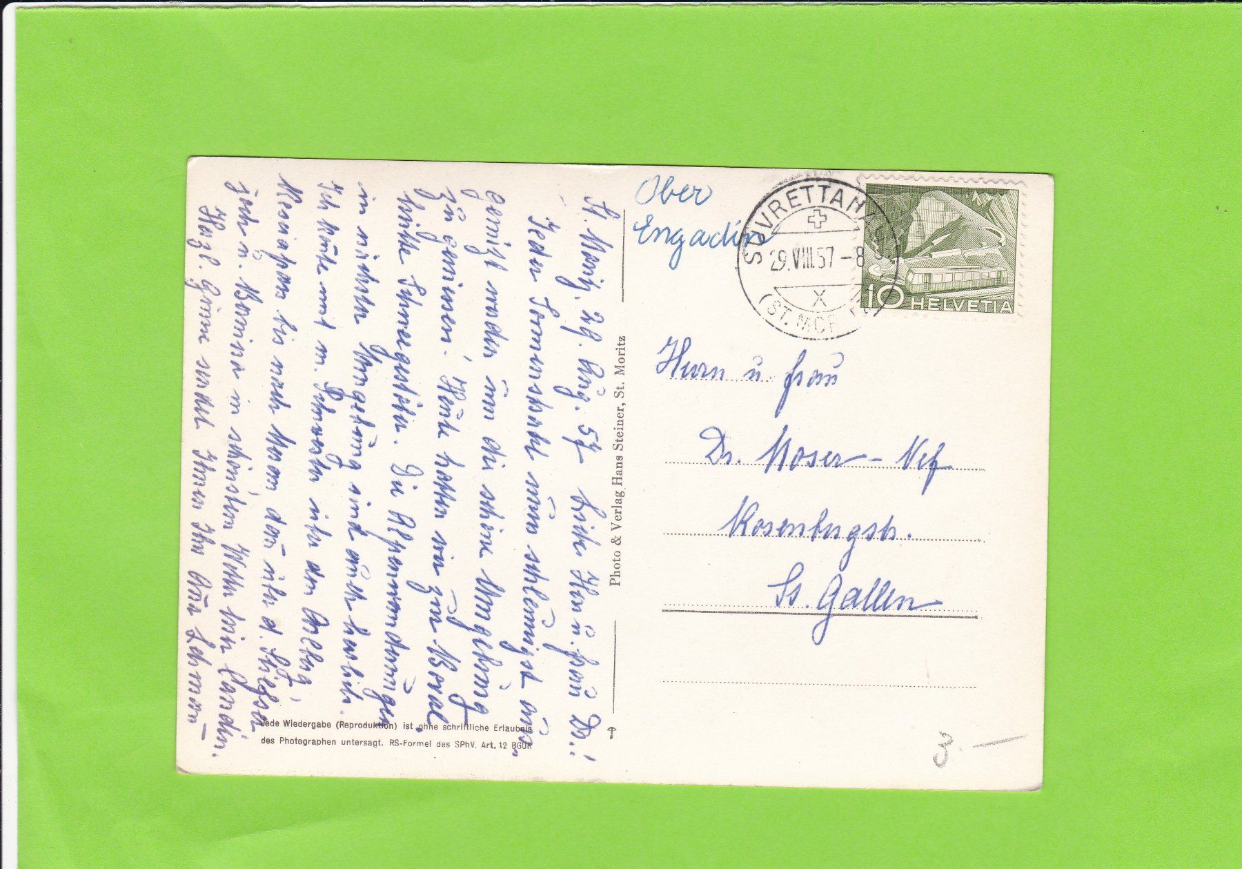 Cartoline postali: Silvaplana – Usato da St. Peterzell venduto da neckertal 1