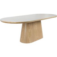 Esstisch oval Anyo Keramik Marmoroptik weiss Eichenholzfurni