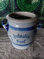 Wunderschöner sehr alter Steinguttopf "Hevetia Senf" selten
