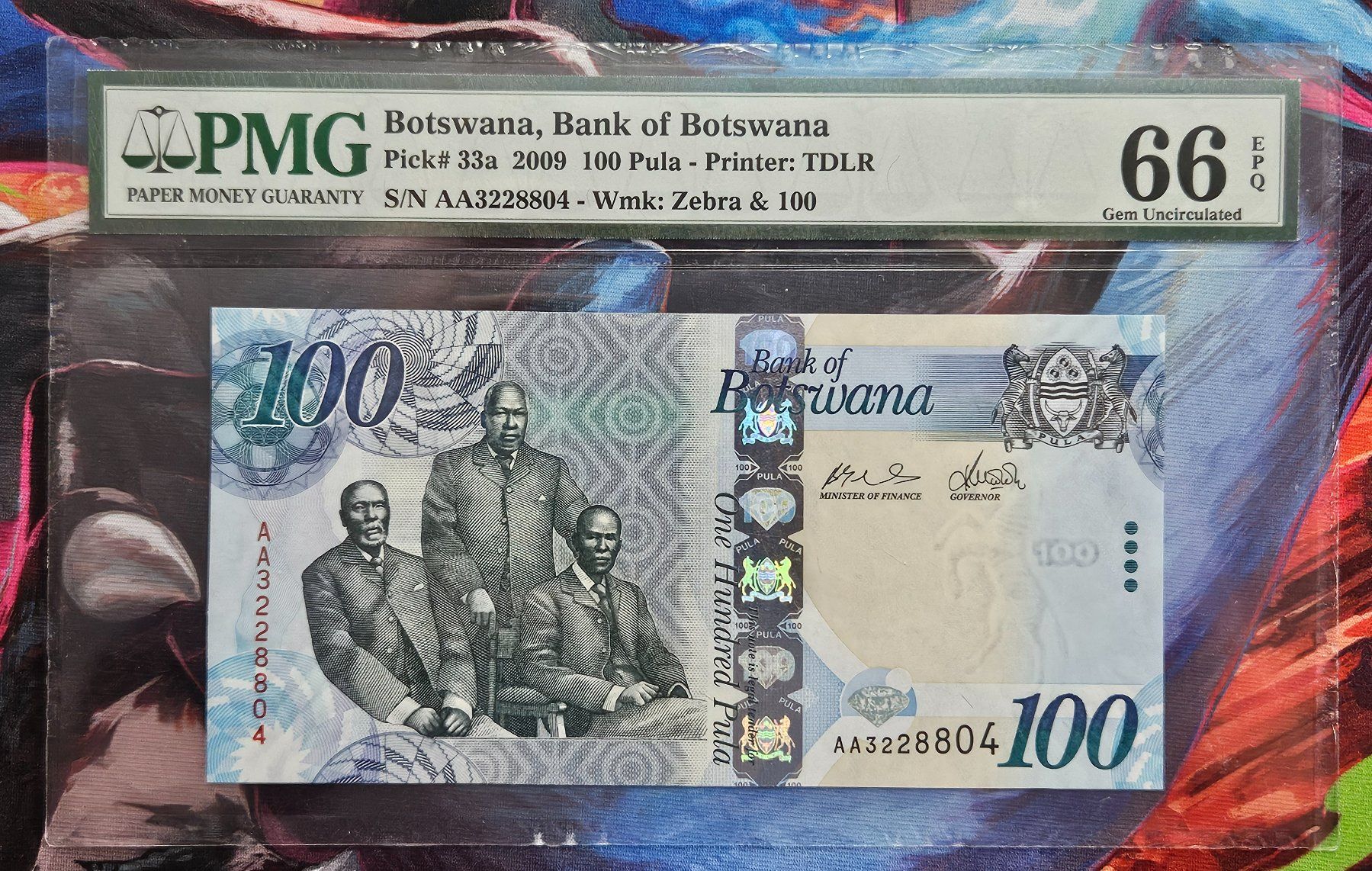 Botswana 100 Pula 2009 Banknote SN:AA3228804 # 33a PMG66 (Neu (gemäss ...