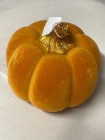 Samt Kürbis Deko orange-gold klein/Herbst/Neu