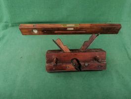 Hobelmesser Set, Antik, Wasserwaage, Holz, Top Zustand!