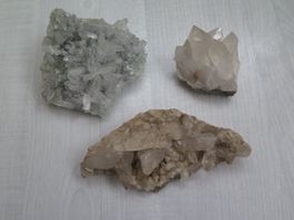 3 Bergkristalle von Bulgarien und Schweiz