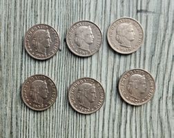 6 pièces de 20 rappen 1908.1912.19.20.21.25