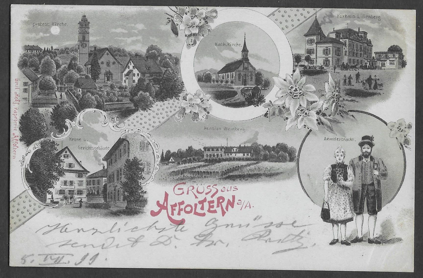 Cartoline postali: Affoltern am Albis Lithografie 6 Bilder – Usato da Olten venduto da clotaldi