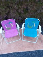 2x Kinder-Klappstuhl / Strandstuhl (Pink & Blau) mit Dino