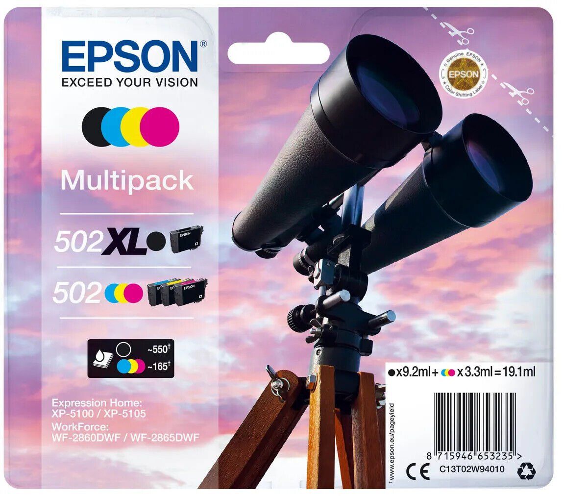 Epson Cartucce per stampanti & toner: Epson Expression Home XP-5100 Patronen in Multipack, 502XL – Nuovo e nell'imballaggio originale da Glattbrugg venduto da copytron