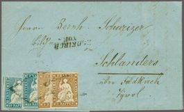 ALTSCHWEIZ "Strubel-Brief mit 2 Halbierungen", Rarität