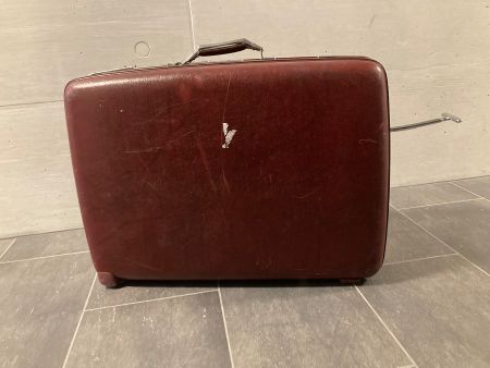 Vintage Koffer mit Rollen, bordeauxrot, Reisebereit!