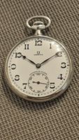 Omega Silber Taschenuhr, sehr schön, 49 mm