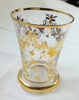 Antiker Vergoldeter Bidermeier Ranftbecher aus  gesch. Glass