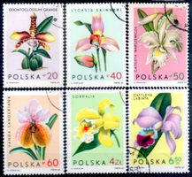 ORCHIDEEN 6 MARKEN GESTEMPELT POLEN 1965 - XY121