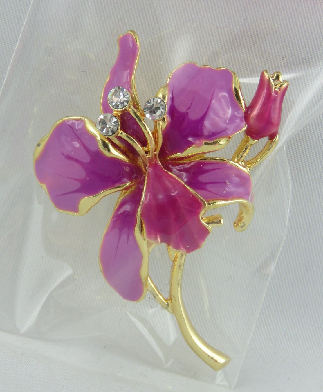 Spille & Fermagli: ORCHIDEE - Brosche mit Glitzersteinchen - Neu - 6x4cm – Nuovo e nell'imballaggio originale da Grenchen venduto da Yamahwildstar16 2