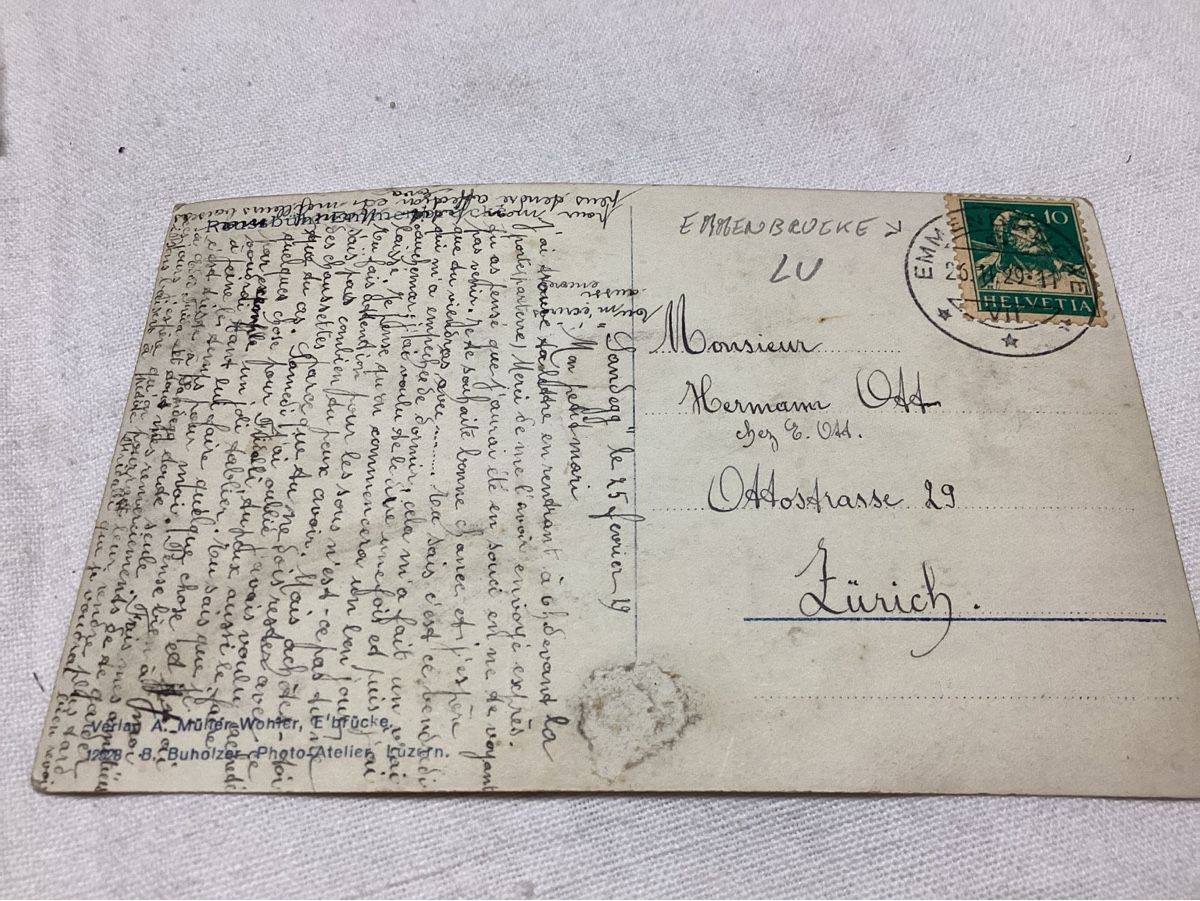 Cartoline postali: Emmenbrucke 1929 – Usato da Luc (Ayent) venduto da Rebouille 1