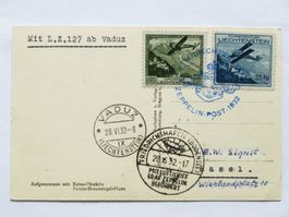 FL - ZEPPELIN Flug 1932, AK/MK, von VADUZ > FRIEDRICHSHAFEN