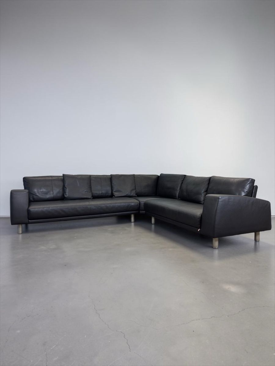 Sofas: Ecksofa Dreipunkt aus schwarzem Nappaleder – D'occasion à Fehraltorf par Sofalab.swiss 1