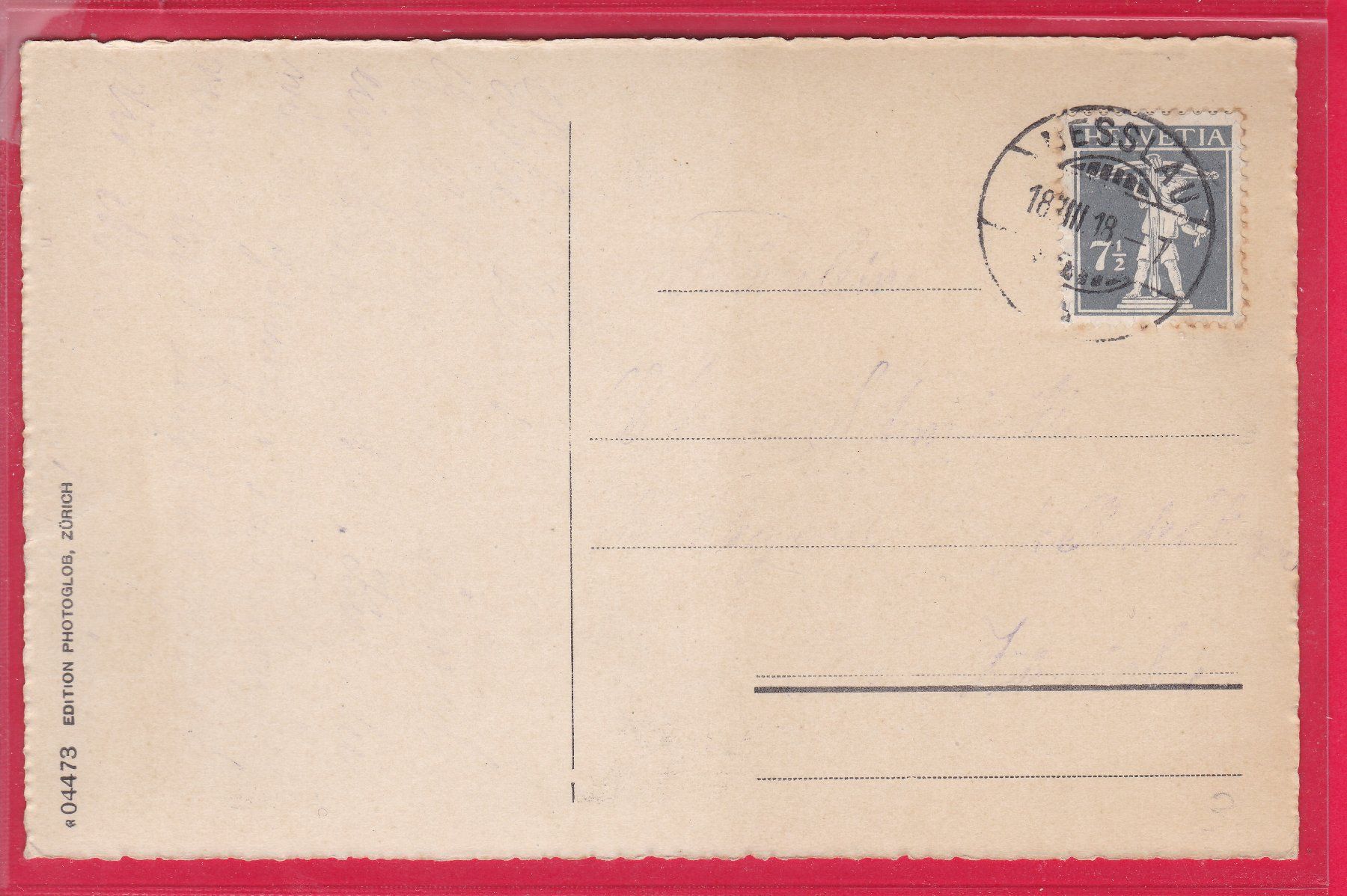 Ansichtskarten: NESSLAU - 1. GIESSENFALL MIT CHURFIRSTEN, 18.8.1918 – Gebraucht aus Oberrieden von Gebirgsstelze 1