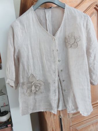 LEINENBLUSE Gr. 48, beige