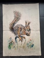 Originale Eichhörnchen Zeichnung signiert, datiert 67