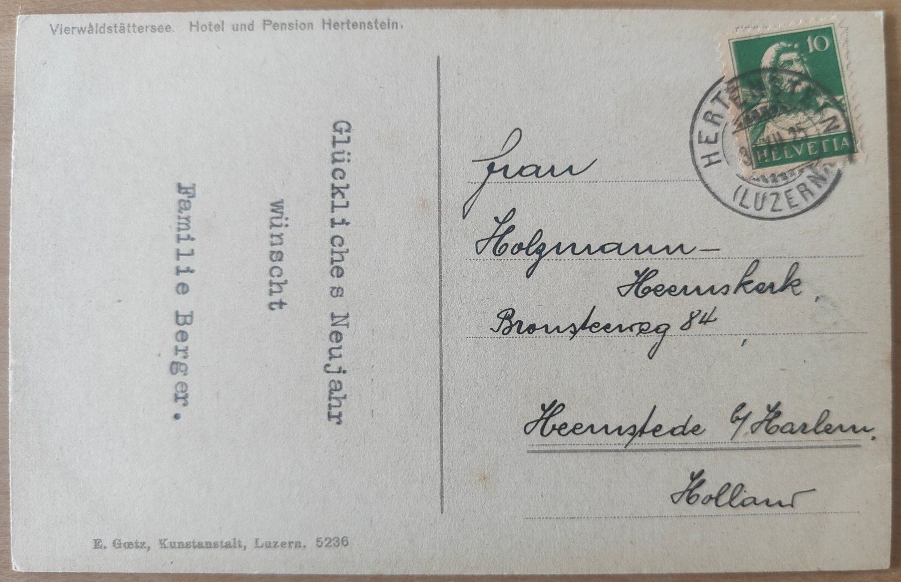 Cartoline postali: Hotel Pension Hertenstein um 1920 – Usato da St. Erhard venduto da Chaeferli6 1