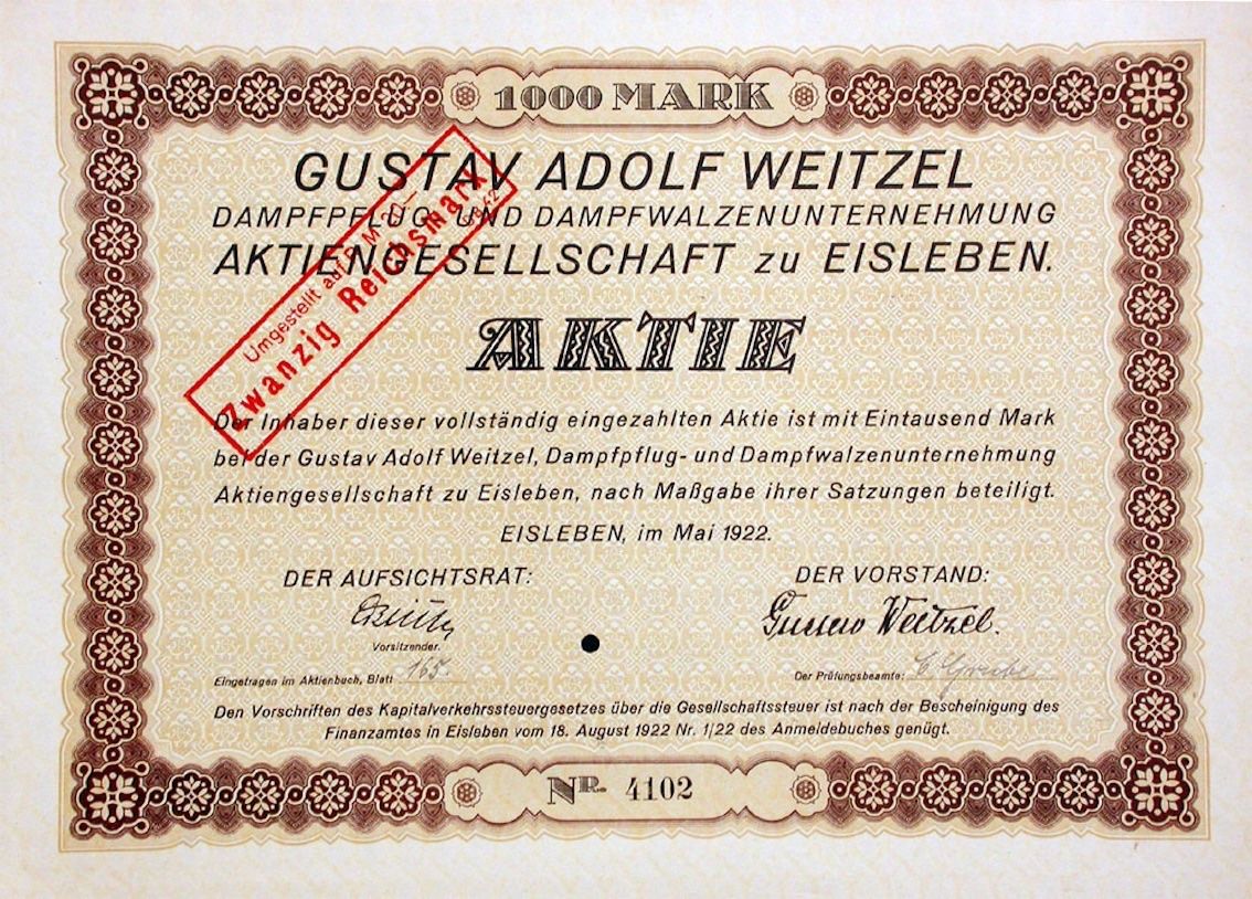Documenti: Gustav Adolf Weitzel Dampfpflug- und Dampfwalzen - 1922 – Usato da Solothurn venduto da Sgasche