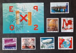 8-30-3 Timbres Helvetia oblitérés. Années 2002 à 2008.