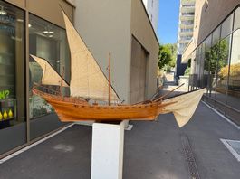 riesiges handgefertigtes Xebec-Segelschiff-Modell aus Holz