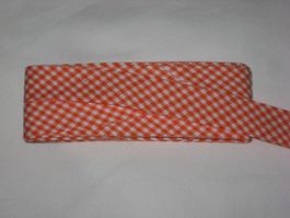 Schrägband BW orange / weiss kariert