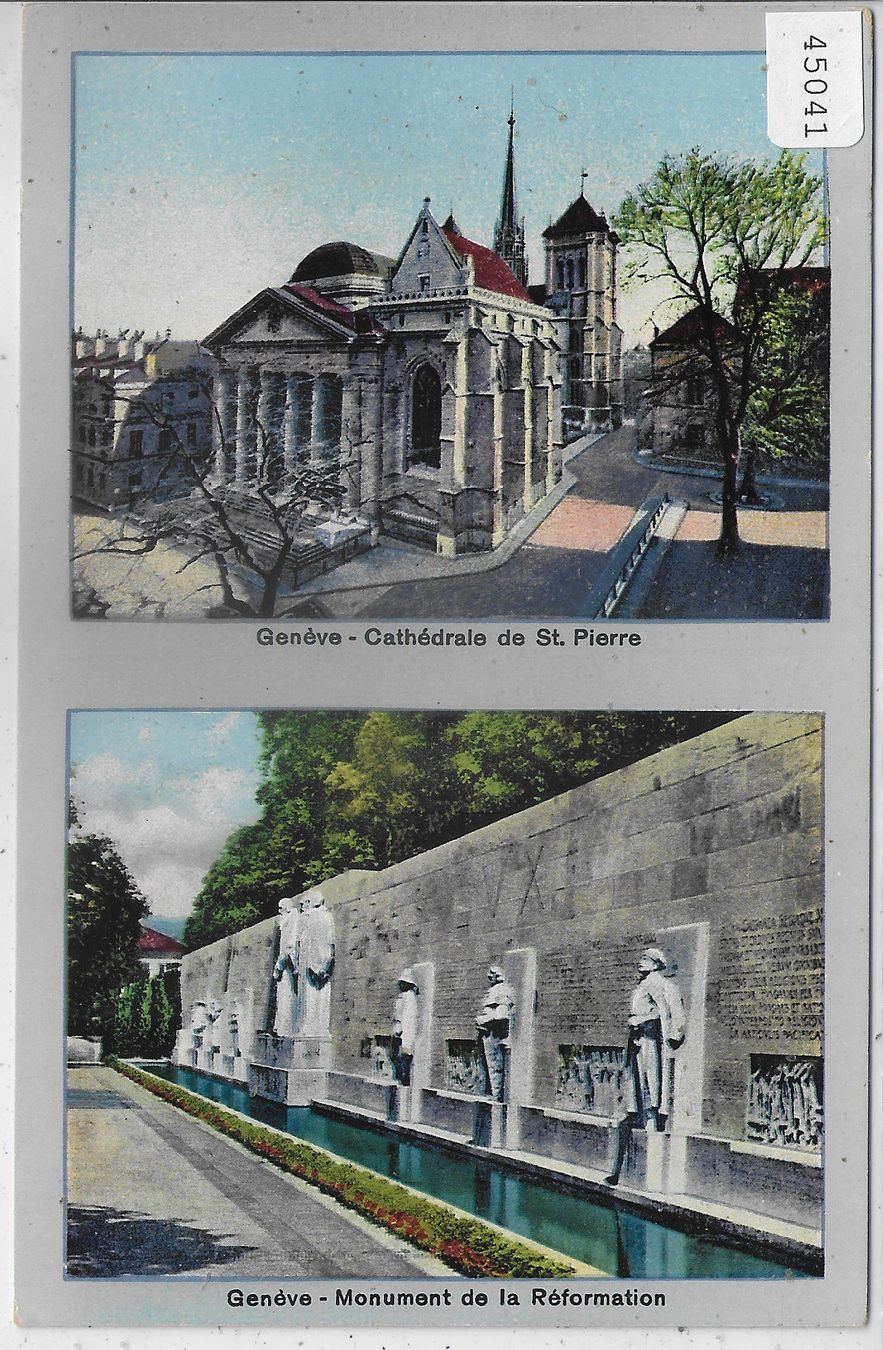 Cartoline postali: Geneve - Cathedrale de St. Pierre, Monument de la Reformatio – Usato da Ettingen venduto da Kartenplanet