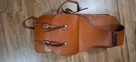 Pferde-/Pony-Satteltaschen, Packtaschen aus Leder; unbenutzt