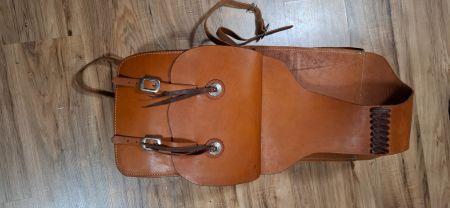 Pferde-/Pony-Satteltaschen, Packtaschen aus Leder; unbenutzt