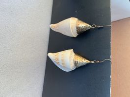 Ohrringe Muscheln mit Metall-Applikation neuwertig