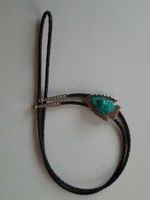 Cow Boy USA Original String Leder Krawatte hellblau Stein