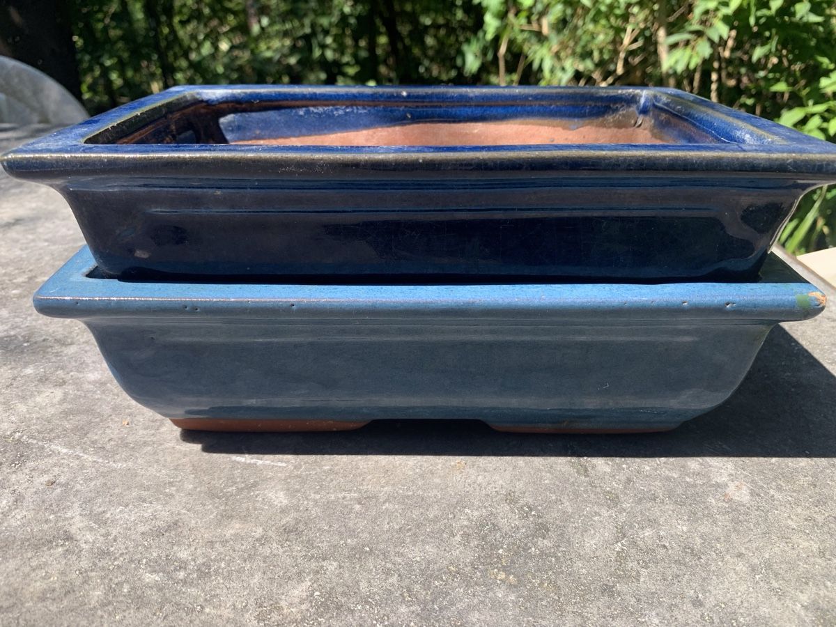 Vasi per fiori: 2 Bonsaischalen in blau,  – Usato da Dussnang venduto da pml253