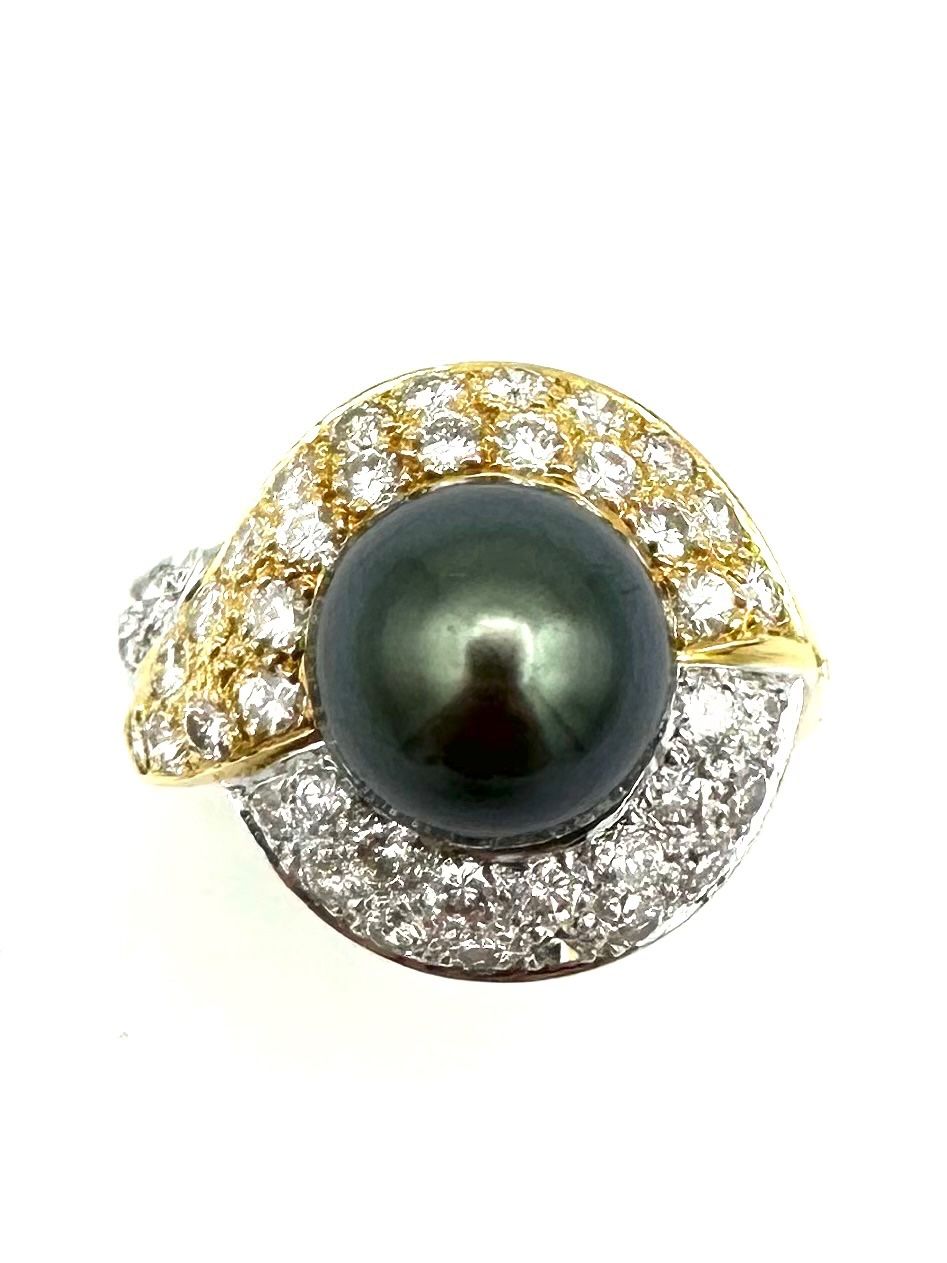 Anelli: Bague vintage 2 ors, perle et diamants – Usato da Renens VD venduto da Diademe.sarl