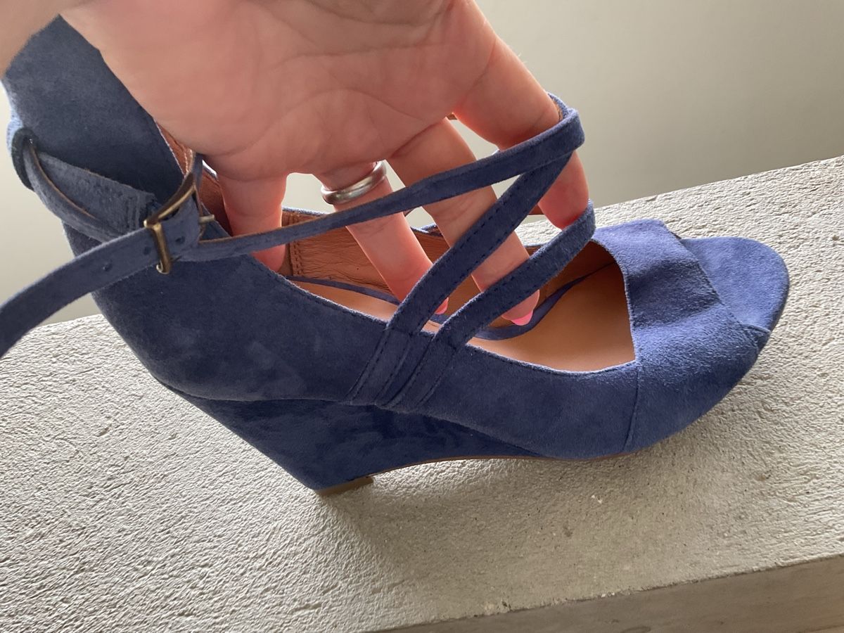Clarks Damenschuhe: Sandales compensées Clarks bleues en daim, taille 38 – Neu (gemäss Beschreibung) aus Villarepos von Sglobule 4