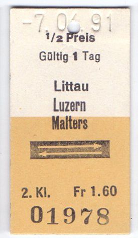 Biglietti: Billette Littau - Luzern - Malters – Usato da Langenthal venduto da Sammlungs_aus