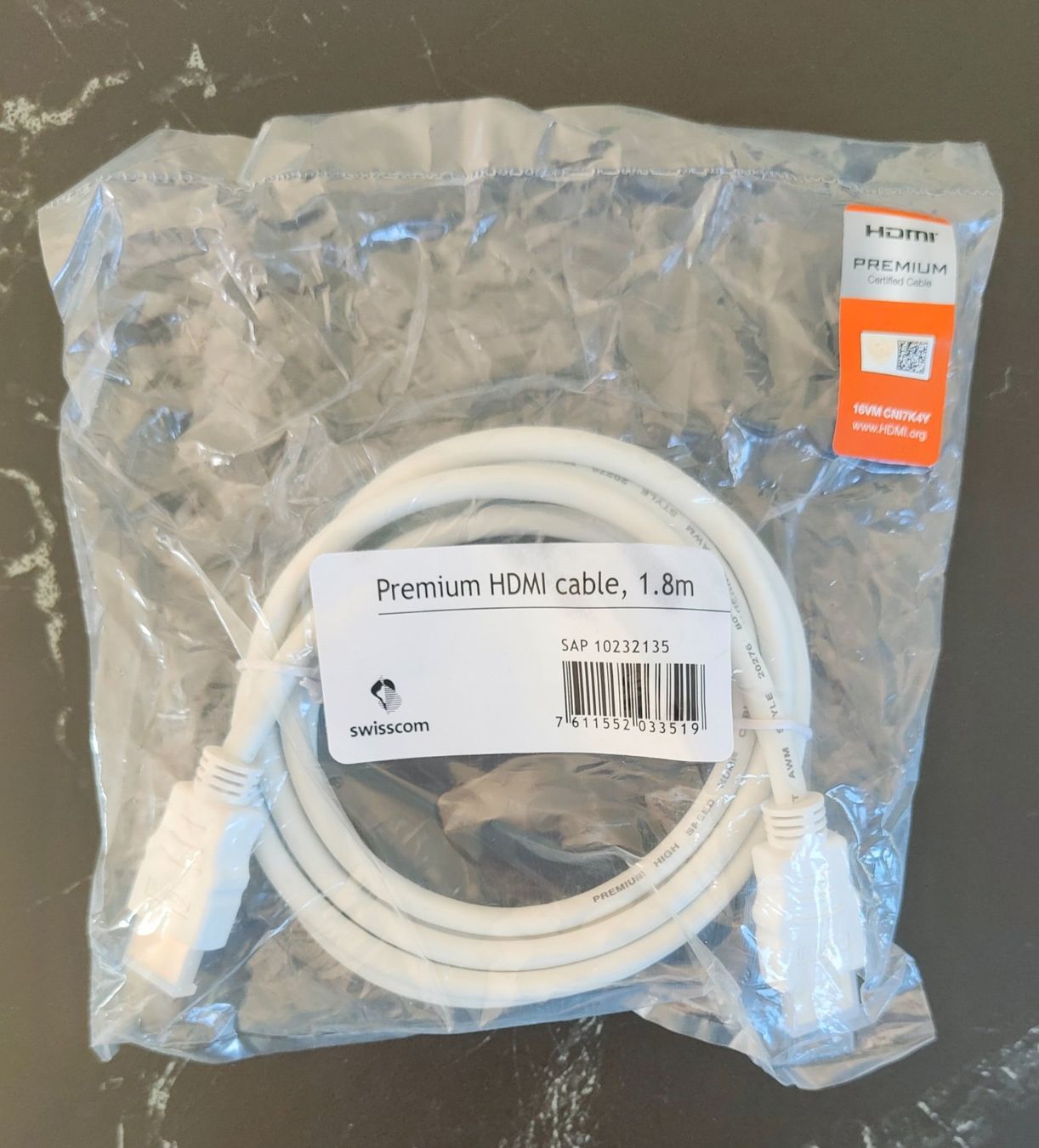 Swisscom Cavi: Swisscom Premium HDMI Kabel - 1.8m – Nuovo e nell'imballaggio originale da Oberrohrdorf venduto da Schuegu33