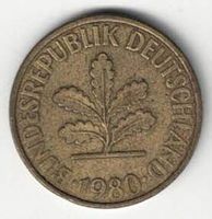10 Pfennig Münze - Prägezeichen "J" Hamburg - BRD 1980