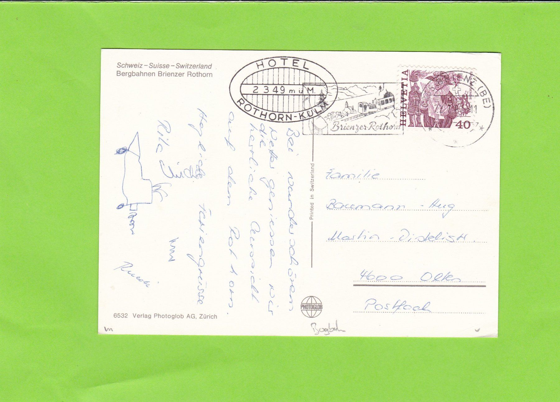 Cartoline postali: Bergbahnen Brienzer Rothorn – Usato da St. Peterzell venduto da neckertal 1